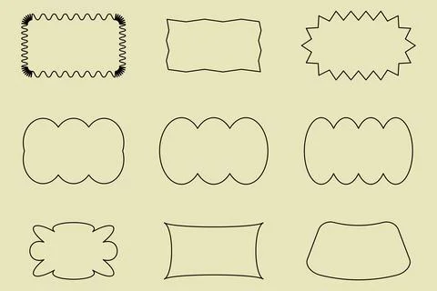 Abstract wave shape stickers. Zig zag wavy shape frames. Vector abstract Stock Illustration