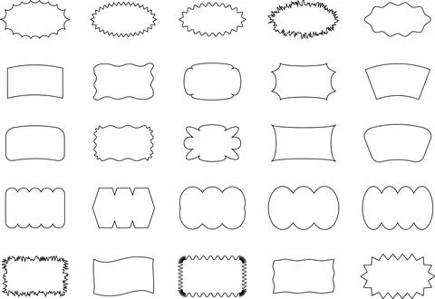 Abstract wave shape stickers. Zig zag wavy shape frames. Vector abstract Illustrazione stock