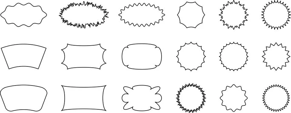 Abstract wave shape stickers. Zig zag wavy shape frames. Vector abstract Illustrazione stock