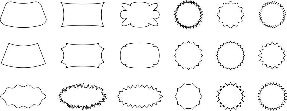 Abstract wave shape stickers. Zig zag wavy shape frames. Vector abstract 스톡 일러스트