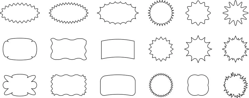 Abstract wave shape stickers. Zig zag wavy shape frames. Vector abstract Stock Illustration