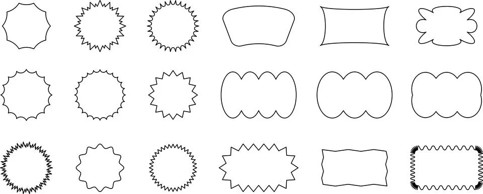 Abstract wave shape stickers. Zig zag wavy shape frames. Vector abstract イラスト素材
