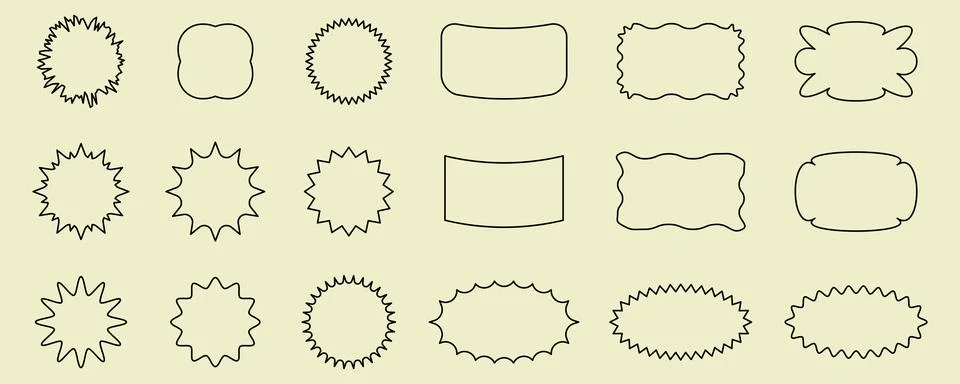 Abstract wave shape stickers. Zig zag wavy shape frames. Vector abstract Illustrazione stock