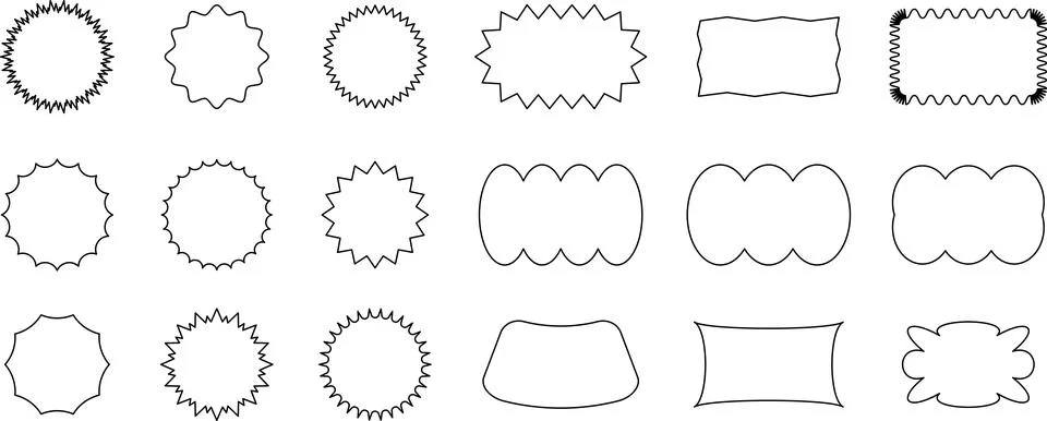 Abstract wave shape stickers. Zig zag wavy shape frames. Vector abstract 스톡 일러스트