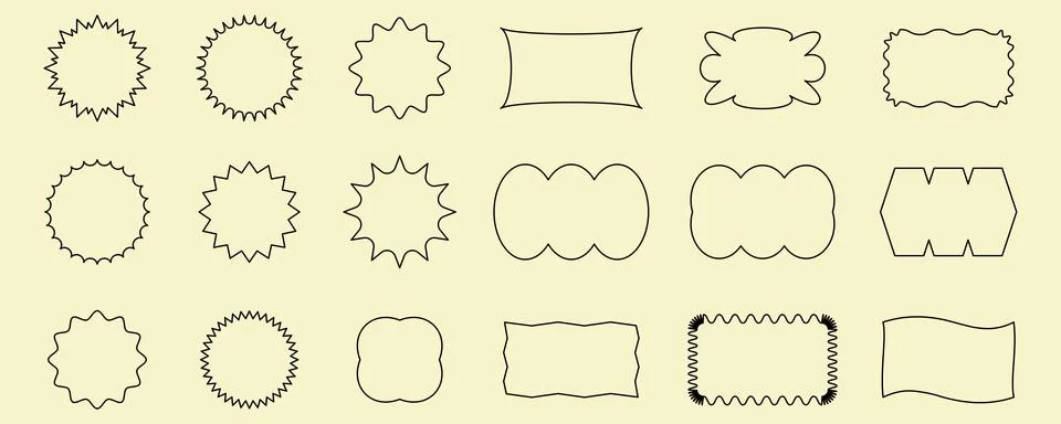 Abstract wave shape stickers. Zig zag wavy shape frames. Vector abstract Illustrazione stock
