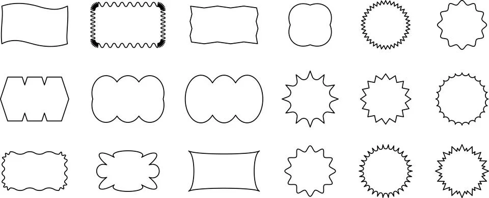 Abstract wave shape stickers. Zig zag wavy shape frames. Vector abstract Stock Illustration