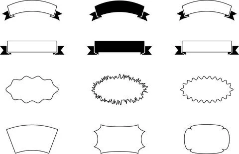 Abstract wave shape stickers. Zig zag wavy shape frames. Vector abstract Illustrazione stock