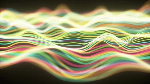 Abstract wave surface. Big data of particles. Futuristic neon glowing surface Stock Footage 117867986