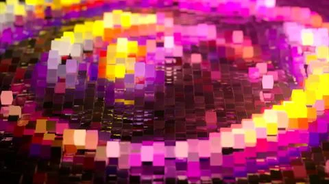 Abstract wave surface consisting of blocks moves in a random chaotic order. P Illustrazione stock