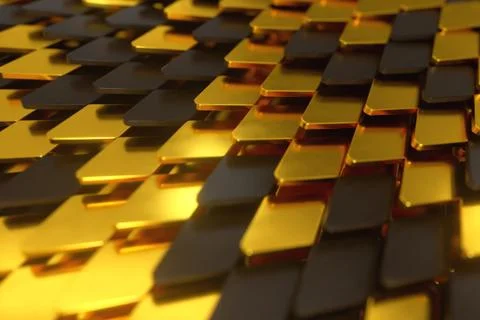 Abstract wave surface of geometric shapes. The material is plastic and gold.  스톡 일러스트