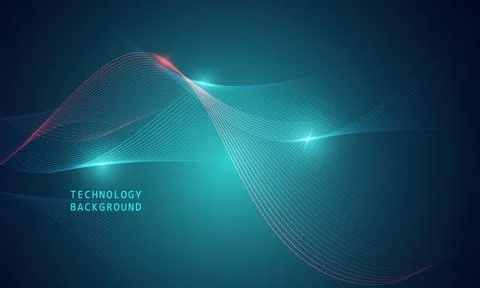 Abstract wave technology background with blue light smooth and flow. Stock Illustration