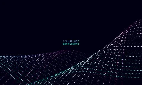 Abstract wave technology background with blue light smooth and flow. Stock Illustration