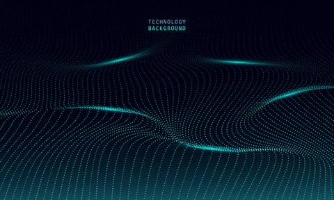 Abstract wave technology background with blue light smooth and flow. Stock Illustration