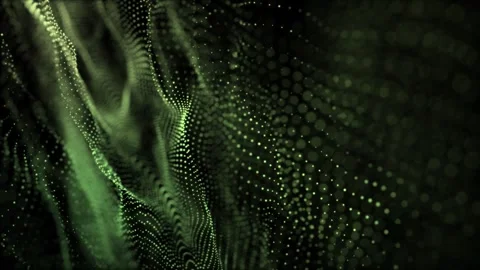 Abstract wave technology background from green color particles Video stock 241249655