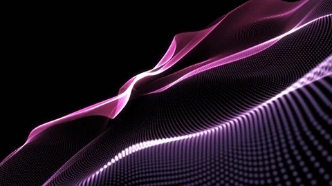 Abstract wave texture glowing defocused particles. Cyber digital technology Stock Footage 94090223