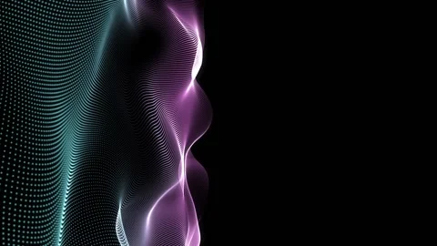 Abstract wave texture glowing defocused particles. Cyber digital technology Stock Footage 94090249