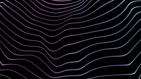 Abstract wave texture glowing defocused particles. Cyber digital technology Stock Footage 94090251