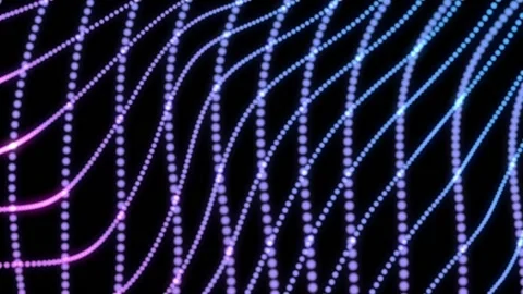 Abstract wave texture glowing defocused particles. Cyber digital technology Stock Footage 94090272