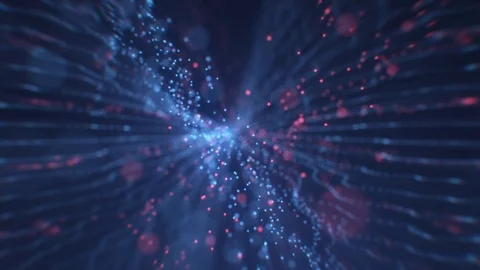Abstract wave texture glowing defocused particles. Cyber digital technology Stock Footage 103754633