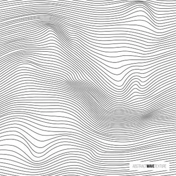 Abstract wave texture. Vector black line wavy pattern. Illustrazione stock