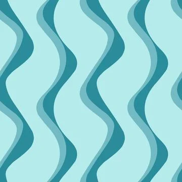 Abstract wave twisting line seamless pattern broken blue emerald mint backgro Stock Illustration