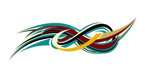 Abstract wave vector graphic with teal maroon and gold for vehicle decals. Stock Illustration