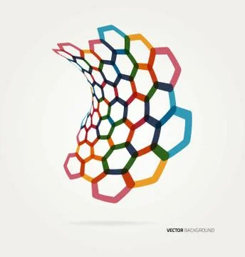 Abstract wave Vector hexagons template Stock Illustration