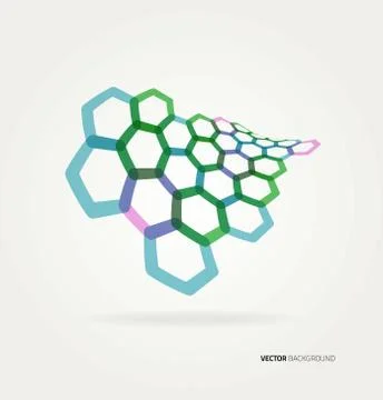 Abstract wave Vector hexagons template Stock Illustration