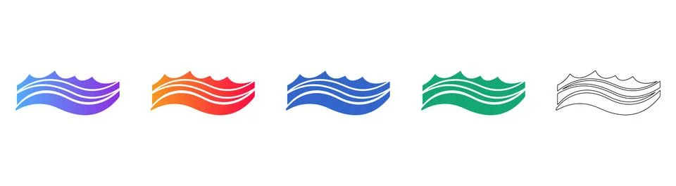 Abstract Wave Vector Icon Set Illustrazione stock