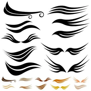 Abstract wave wing set Stock Illustration