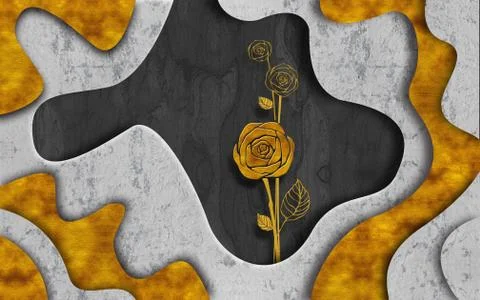 Abstract waved background, beige rose in the center of the illustration Stock Illustration