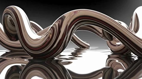Abstract Waveform Animation: Dynamic Motion of Marbled Surfaces Reflecting .. Stock Footage 318974596
