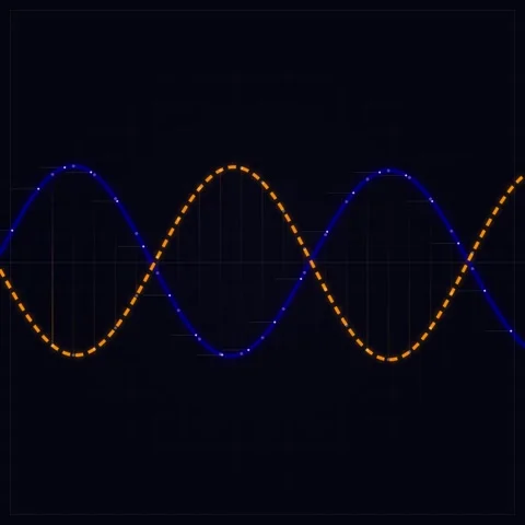 Abstract Waveform Data Visualization: Blue and Orange Oscilloscope Signals Stock Footage 347265762