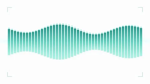 Abstract Waveform Data Visualization: Futuristic Teal Bars on White Backgroun Stock Footage 346661303