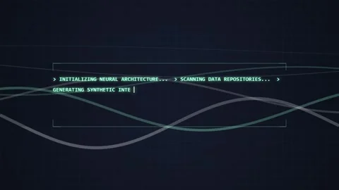 Abstract Waveform Data Visualization: Futuristic Digital Blue Lines on Dark.. Stock Footage 348423442
