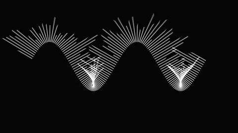 Abstract Waveform Motion Graphic with Glowing Light and Cityscape Silhouett.. Video stock 343482407