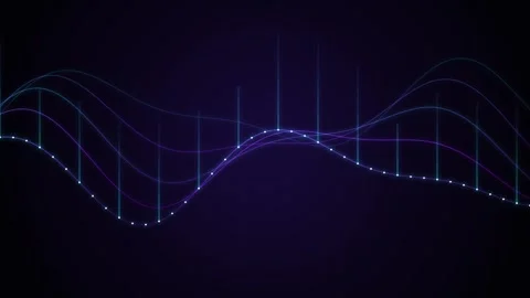 Abstract waveform motion graphic with glowing lines and dots. Stock Footage 346973042
