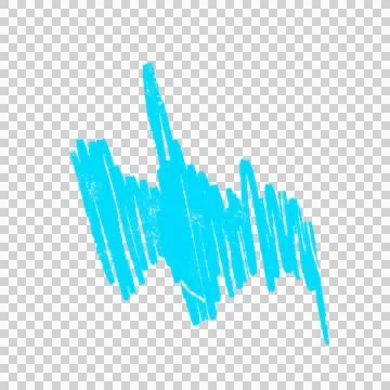 Abstract waveform-like scribble is forming flat design with cyan strokes on Illustrazione stock