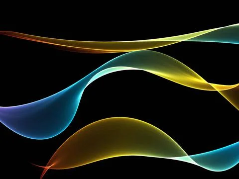 Abstract waves Abstract generated colorful wave pattern over black backgro... 写真素材