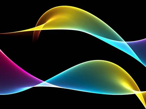 Abstract waves Abstract generated colorful wave pattern over black backgro... Stockfoto's