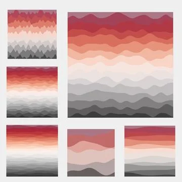 Abstract waves background collection. Curves in red grey colors. Creative v.. Stock Illustration
