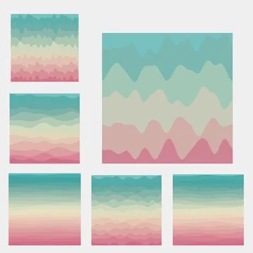 Abstract waves background collection. Curves in teal rose colors. Captivati.. Stock Illustration