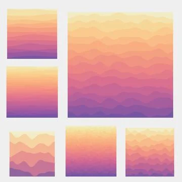 Abstract waves background collection. Curves in sunset colors. Attractive v.. Stock Illustration