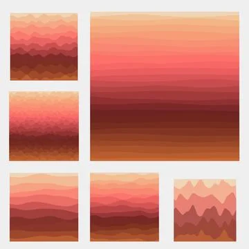 Abstract waves background collection. Curves in reddish colors. Awesome vec.. Stock Illustration
