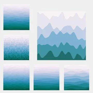 Abstract waves background collection. Curves in purple blue green colors. B.. Foto stock