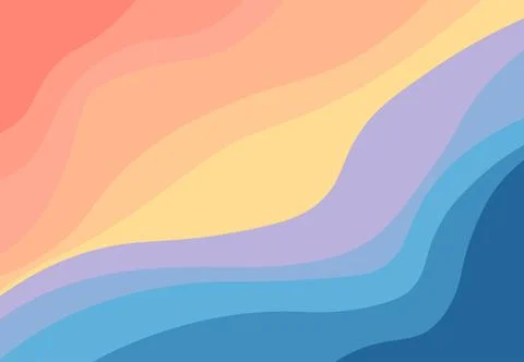 Abstract waves background. Red, orange, yellow and blue pattern with gradient Stock Illustration