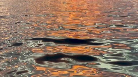Abstract waves background with sunset reflections in the water. Colorful sunset Stock Footage 170017353