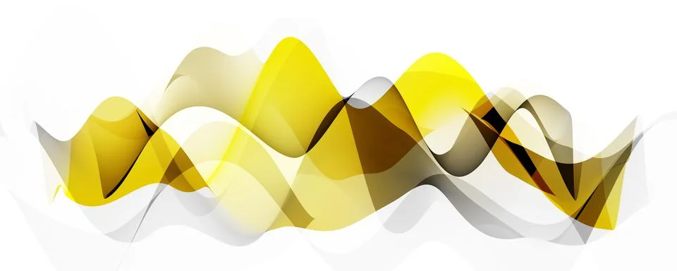 Abstract waves background with yellow and gray colors on white canvas for ban Illustrazione stock