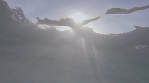 Abstract waves from beneath water as a metaphor for unconscious dream sedated Stock Footage 128186535