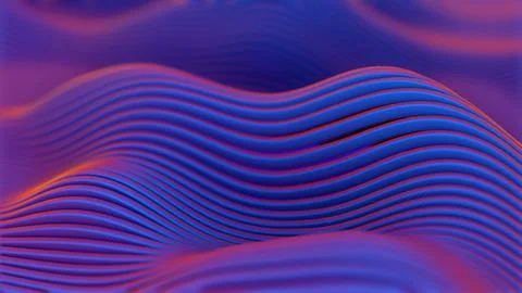 Abstract waves with blue and orange gradients in smooth motion.. Stock Illustration